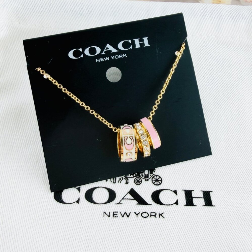 Coach Signature Enamel Pink gold necklace - Picture 3 of 4